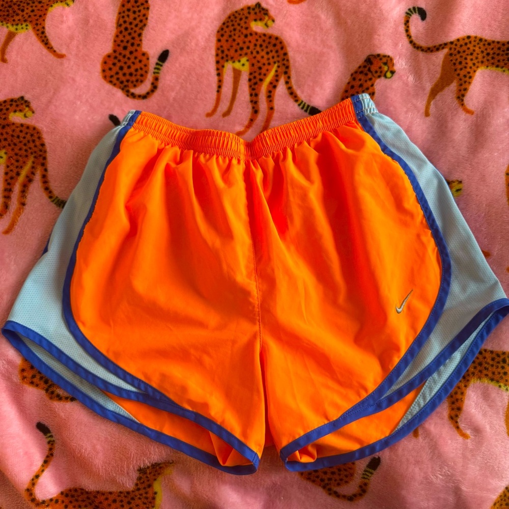 Nike orange and blue athletic running shorts size s